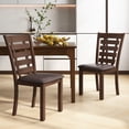 thumbnail image 4 of Costway Wooden Dining Chairs Set of 2 with Upholstered Seat & Rubber High Back Brown, 4 of 8