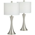 thumbnail image 2 of 360 Lighting Gerson Modern Table Lamps 24" High Set of 2 Brushed Nickel with Dimmers LED White Drum Shade for Bedroom Living Room Bedside Nightstand, 2 of 8