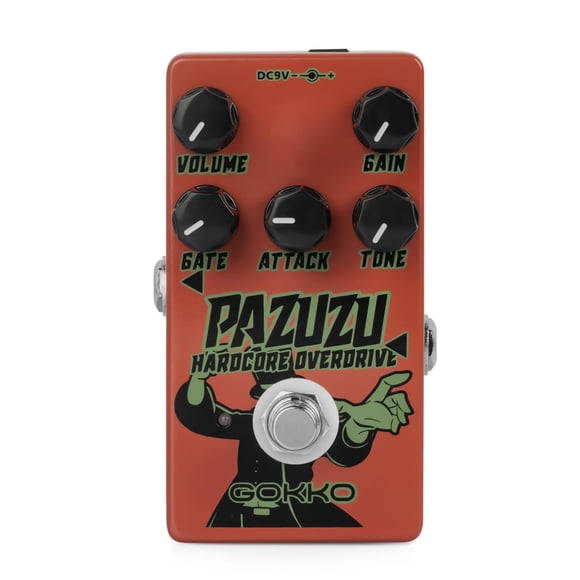 GOKKO PAZUZU OVERDRIVE GK-62 - Multi-Tone Overdrive Pedal with Noise Gate, 6 Classic Overdrive Modes, Adjustable Attack & Tone Co