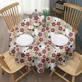 thumbnail image 3 of Beige Baseballs with Flowers Pattern Round Tablecloth 60"x60",Wrinkle Wipeable Table Cloth for Kitchen Dining Room Picnic Patio Party, 3 of 6