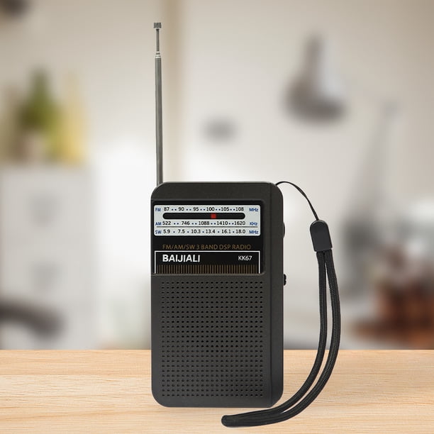 Radio digital Radio de puntero de bolsillo de doble banda SW/AM/FM Pantalla LCD (KK67 negro)