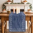 thumbnail image 2 of Navy Blue Textured Table Runner 90 Inches Long,Farmhouse Country Woven Striped Cotton Linen Table Runners Dresser Scarves,Fabric Tabletop Scarf Furniture Cover for Home Dinner Party 13"x90", 2 of 9