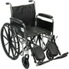 Drive Medical Chrome Sport Wheelchair, Detachable Full Arms, Elevating Leg Rests, 18" Seat