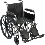 Drive Medical Chrome Sport Wheelchair, Detachable Full Arms, Elevating Leg Rests, 18" Seat