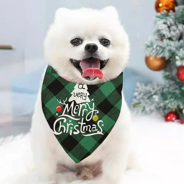 Pet Christmas Classic Tartan Plaid Dog Bandana Dog Scarf Geometric Merry Christmas Pet Costume For Small Medium Large Dogs Cats Pet