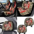 thumbnail image 2 of FKELYI Vintage Forest Elk American Flag Print Car Seat Covers with Steering Wheel Cover Seat Belt Covers Headrest Covers Auto Center Console Pad Gear Shift Knob Sleeve Cup Coasters, 16 Pcs, 2 of 6