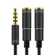 thumbnail image 3 of Cable divisor de audio de 3,5 mm macho de 3,5 mm a 2 puertos hembra de 3,5 mm con micrófono Adaptador de cable auxiliar de extensión de 3,5 mm, 3 of 8