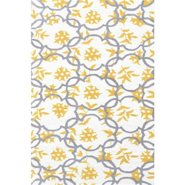 The Rug Market 71195B 2.8 x 4.8 in. Zone Géographique Tapis - Blanc&44; Gris & Or