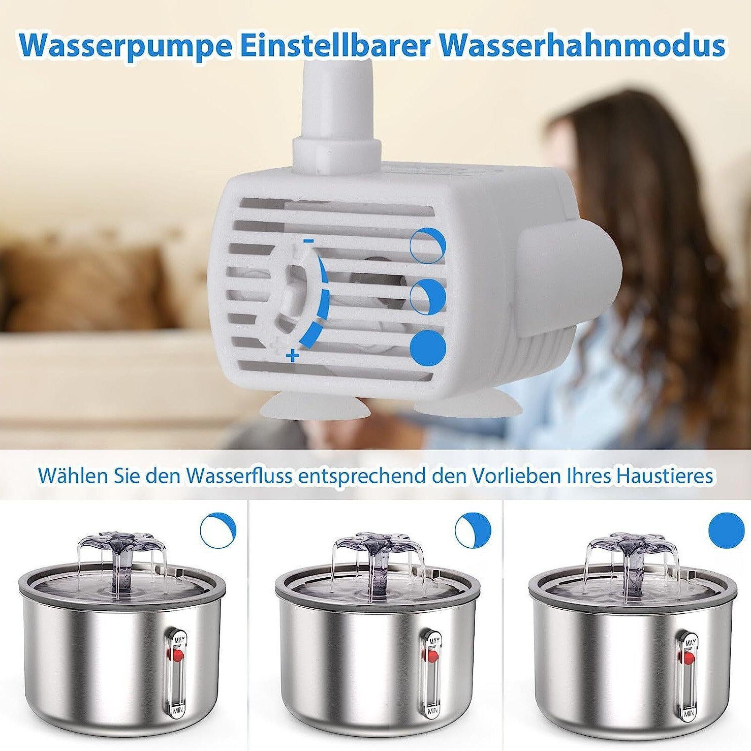 NOBRAND 2.0L Stainless Steel Pet Water Fountain with Accessories