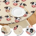 thumbnail image 4 of Beige Cow Head Pattern Round Fitted Tablecloth with Elastic Edge,Dining Table Cover Waterproof,Outdoor Round Tablecloth for Camping,Dining,Indoor and Outdoor, 4 of 7