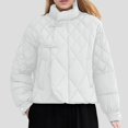 thumbnail image 2 of jtjvou Stand Collar Quilted Puffer Jackets for Women Vintage Button Lightweight Warm Winter Down Coat Outerwear White XL, 2 of 6