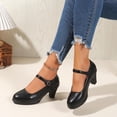 thumbnail image 5 of Miluxas Women Vintage Mary Janes Bridal Shoes Closed Toe Dress Shoe Chunky Heel Pumps Wedding Shoes Black 7(39), 5 of 9