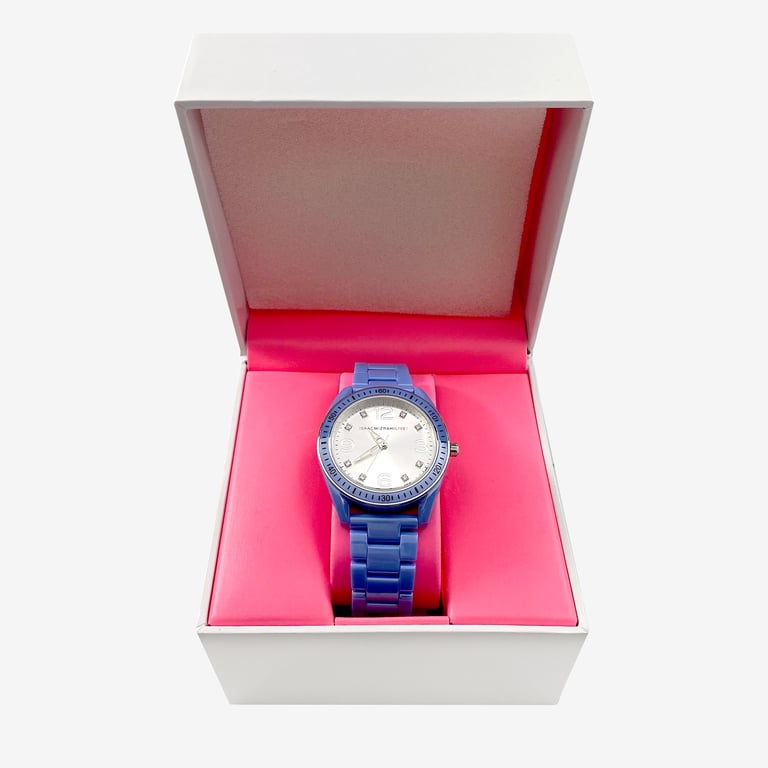 Isaac Mizrahi Live! Womans Silver and Cobalt Blue Analog Watch