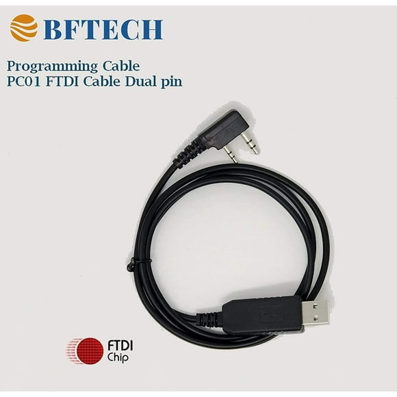 BFTECH Authentique FTDI PC01 Câble de Programmation USB Double Broche pour BFTECH, Kenwood BaoFeng, Radio