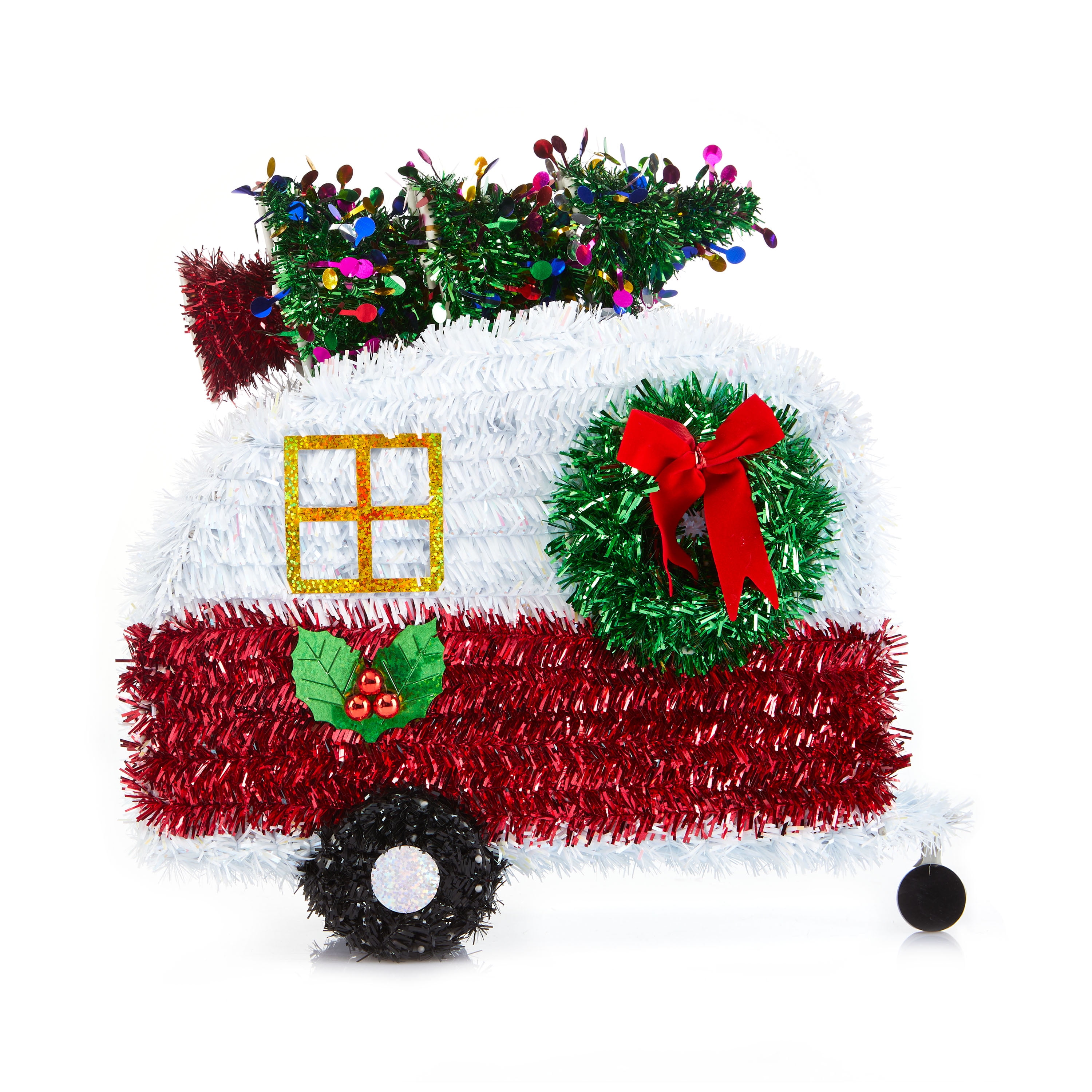 Holiday Time 3D Tinsel Camper Tabletop Decor, 11.5"