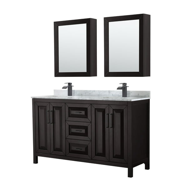 Wyndham Collection WCV252560DEBCMUNSMED Daria 60" Free Standing Double Vanity Set - Dark