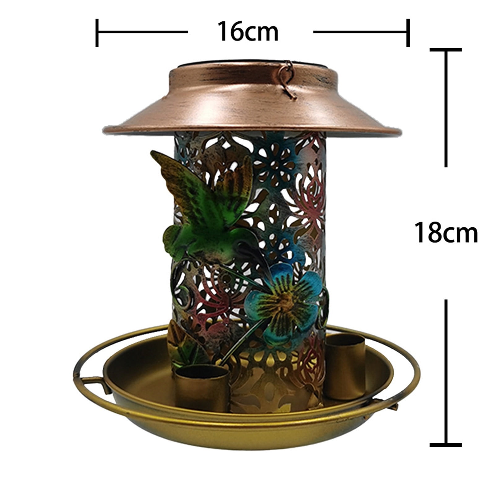 LACKUST Bird Feeders Outdoor Clearance,Antique-Style Solar LED Hanging Bird Feeder with Metal Wrought Iron,Brown