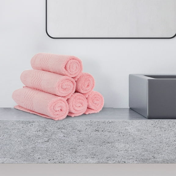 PiccoCasa Soft Absorbent Washcloths Cotton 13.4x13.4" for Bathroom Home Pink
