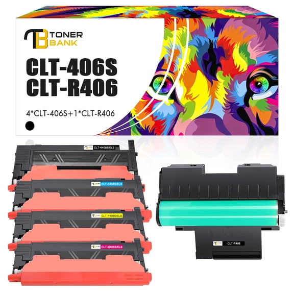 Toner Bank 5-Pack Compatible Toner for Samsung CLT-K406S/XAA K406 CLT-R406 R406, 4 x Toner( Black,Cyan,Magenta,Yellow) + 1 x Drum Unit
