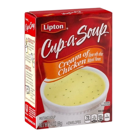 Lipton Cup-A-Soup Cream of Chicken 4 Count 2.4-Ounce Box (Pack of 6)