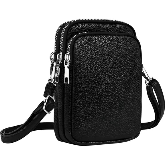 KXF Soft Vegan Leather Crossbody Phone Bag Triple Zip Pocket Cell Phone Purse Wallet Mini Shoulder Handbag for Women