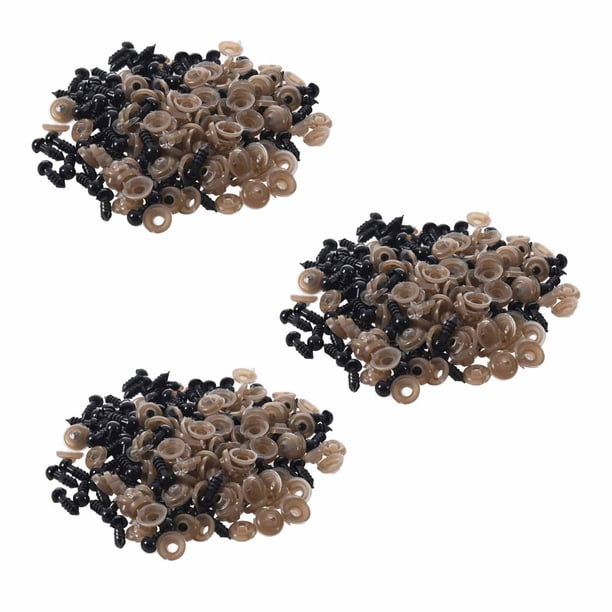 300 Piezas de 6 mm de Plástico Negro Arandelas de Seguridad para Juguetes de Peluche Ojos Marioneta MuñEca