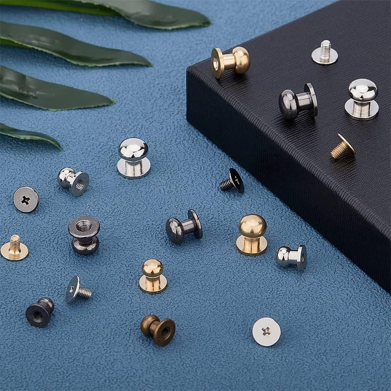 DIY Leather Craft Rivets 4mm Ball Head Stud Rivets Screw Back, 15Pack ...
