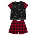 thumbnail image 3 of Tisuna Christmas Family Matching Set Reindeer Plaid Print Short Sleeve Crew Neck Homewear Loose Comfortable Kids Tops And Shorts Set Red Size 10-11 Years, 3 of 6