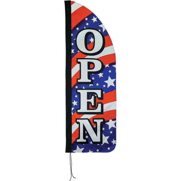 In the Breeze 4550 — 4' Heavy Duty Open Stars & Stripes Double Sided Feather Banner — Flag for Businesses and Events