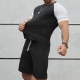 thumbnail image 5 of VBTAPA Mens Muscle Workout Sets Raglan Short Sleeve T Shirt and Shorts Set Color Block 2 Piece Casual Sports Outfits Fashion Summer Tracksuit Black XL, 5 of 7