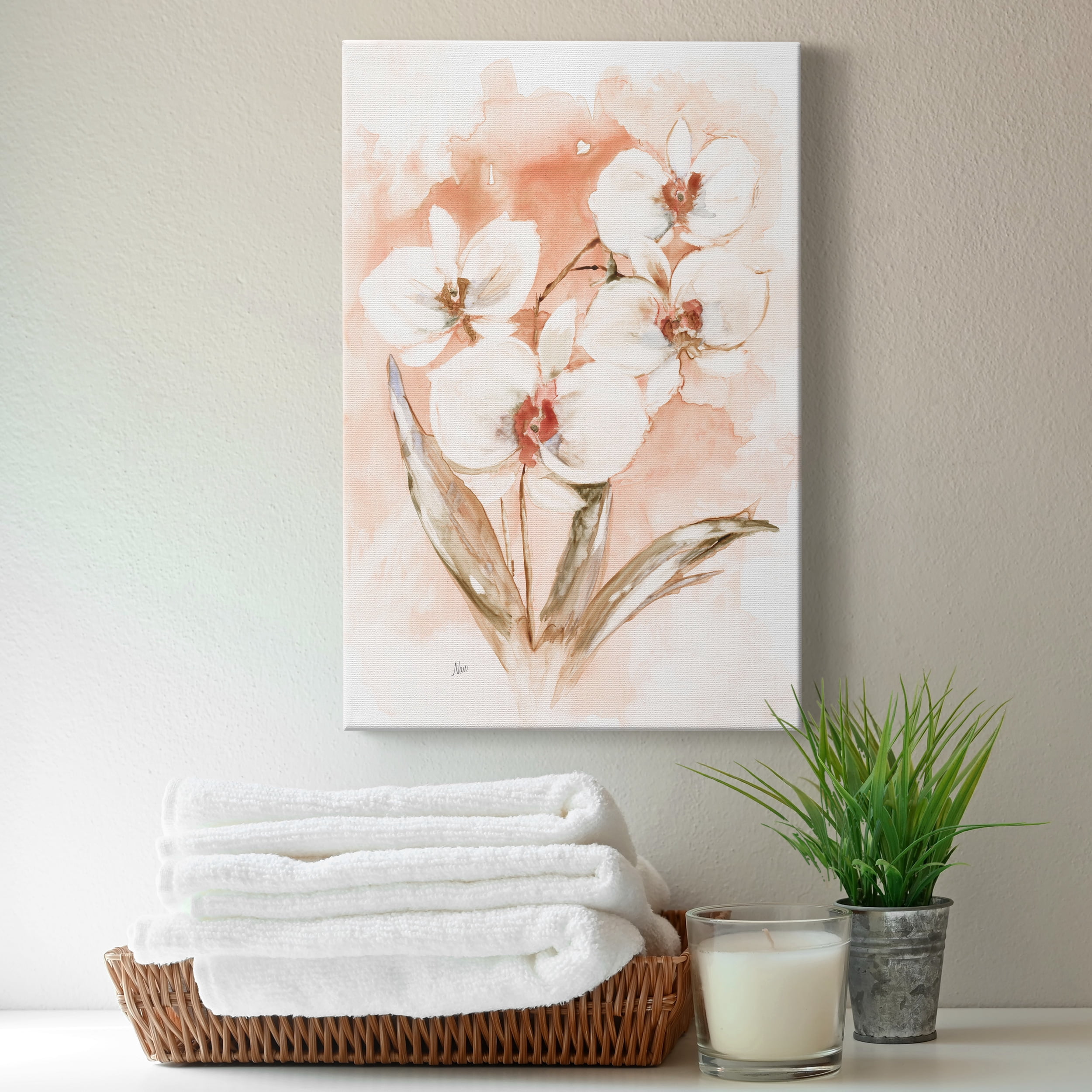 White and Coral Orchid I Premium Gallery Wrapped Canvas - Ready to Hang - 24 x 36