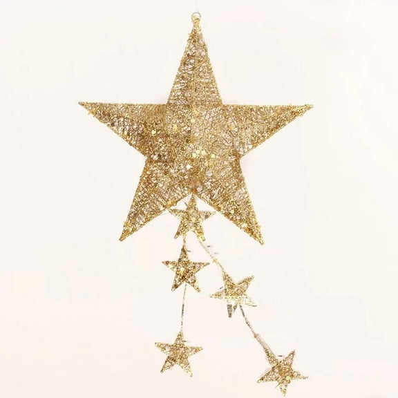 ETHZZLE Golden Star Decorations Christmas Hanging Pendant for Tree Door Wall Party Festival Atmosphere Maker