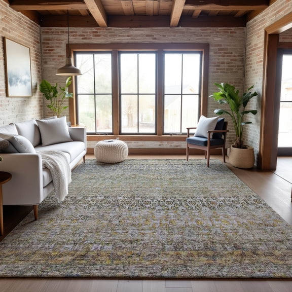 Addison Rugs Mayfield Premium Machine Washable Traditional Global Seafoam Rectangle Rug, 10' x 14'