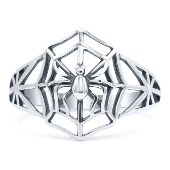 Vintage Cutout Spider Web Stylish Oxidized Ring Band 925 Sterling Silver Size 5