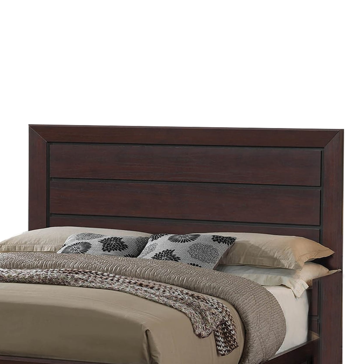 Wooden Eastern King Size Bed with Two Storage Drawers Brown - Saltoro Sherpi