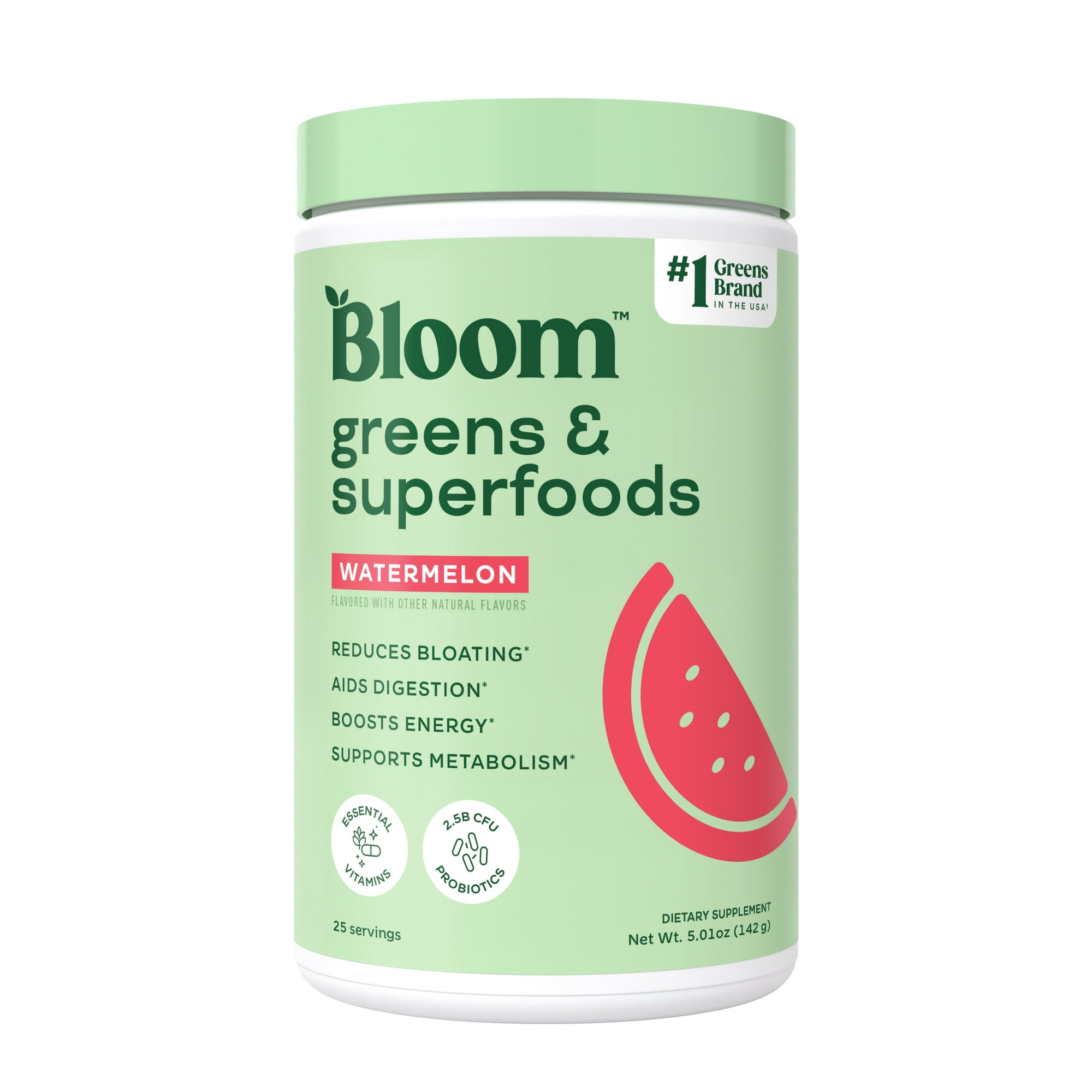 Bloom Nutrition Greens & Superfoods Powder, Watermelon, 25 Servings
