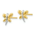 thumbnail image 2 of 14K Two-Tone Gold Earring Button Women'S 10 mm 8 With Rhodium Polished DragoNFLy Post Earrings, 2 of 3
