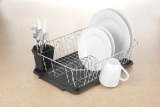 Kitchen Details Chrome 3 Piece Set Dish Rack in Black (17.5" x 14.5" x 5.25")