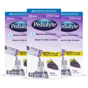 Pedialyte Electrolyte Powder, Grape, Electrolyte Hydration Drink, 0.6 oz Powder Packs, 18 Count