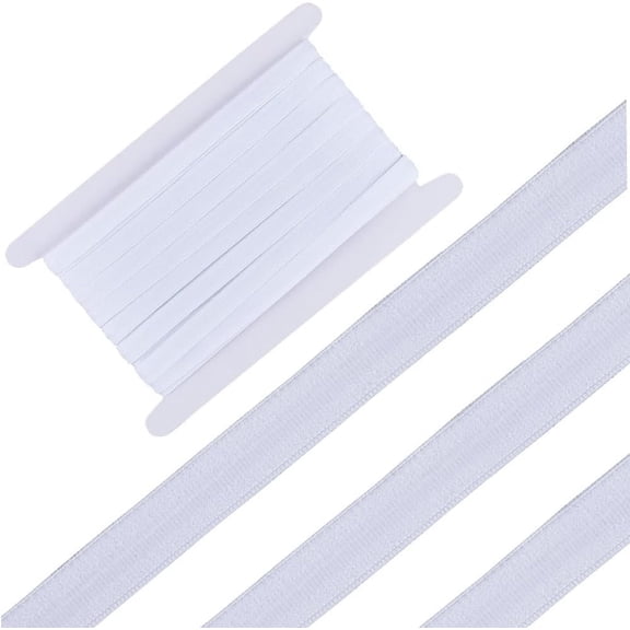 10 Yards x 0.47" Silicone Non-Slip Elastic Band Gripper Tape Roll with 5mm Rubber Stretch Strap Ribbon Fibre Webbing for Sewing Crafting DIY Headband Garments Wig Hats Bags White DIY