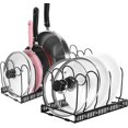 thumbnail image 1 of Organizador de ollas para gabinete, extensible, organizador de ollas y sartenes para gabinete de cocina, 2 métodos fáciles de bricolaje, soporte para tapa de olla con 10 compartimentos ajustables., 1 of 8