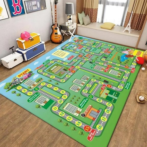 Children’s Educational Rug, Kids Road Traffic Area Rugs, Kids Playmat Rug Carpet City Traffic Life Playmat, for Kids Room Playroom Bedroom, 31.5"*62.99"