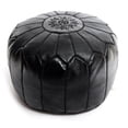 thumbnail image 2 of BeldiNest Moroccan Genuine Leather Pouf Ottoman – Pre-Filled, Handmade, Round Ottoman, Bohemian Footstool, Perfect Home Ottoman Footrest, Size: D20" H14"- Turquoise, 2 of 7