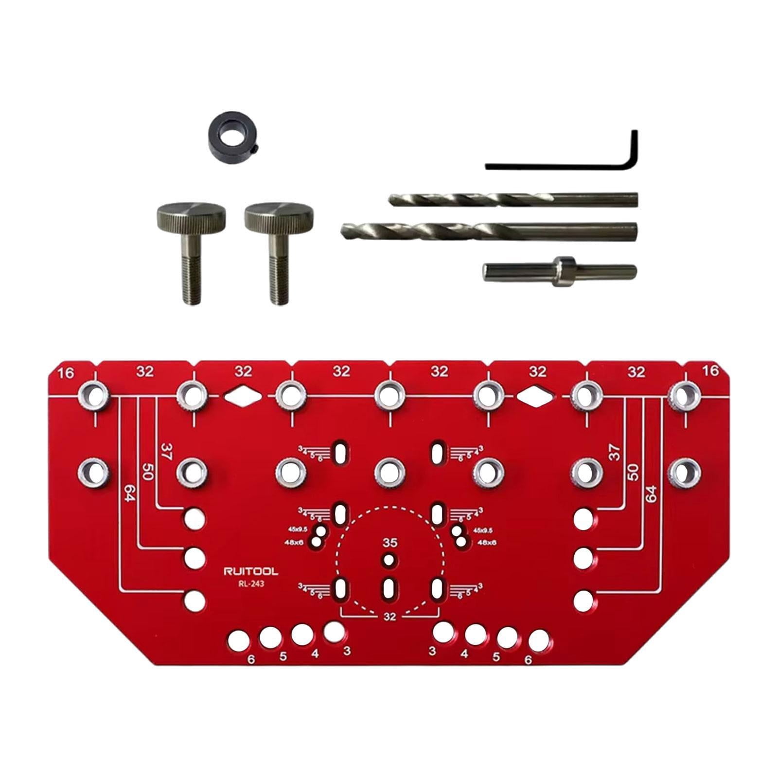 figatia Shelf Pin Jig and Hinge Jig 2-in-1 Metal Drillings Jig Aluminum Alloy Multifunctional Straight Holes Hardware Jig for Cabinet