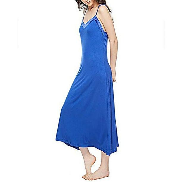 Fysho Fysho Women's VNeck Sleeveless Nightgown Thin Shoulder Strap Sexy Casual Modal