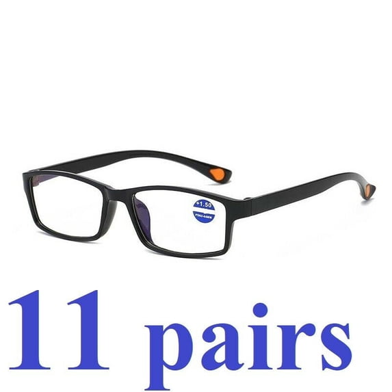 11 Packs Mens Womens Rectangle Reading Glasses Blue Light Blocking Readers +1.50