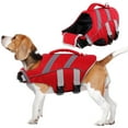 thumbnail image 1 of BRKURLEG Dog Life Jacket, Ripstop Dog Safety Vest with Reflective Stripes, Adjustable Pet Lifesaver Swimsuit with Handle for Medium Large Extra Large Dogs, 1 of 8