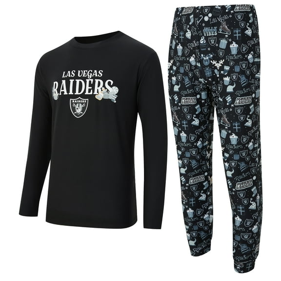 Men's Concepts Sport  Black Las Vegas Raiders Chestnut Long Sleeve Top & Pants Set