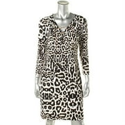 New Calvin Klein Dress Khaki Multi Animal Print Chain Lace up Business Dinner 6