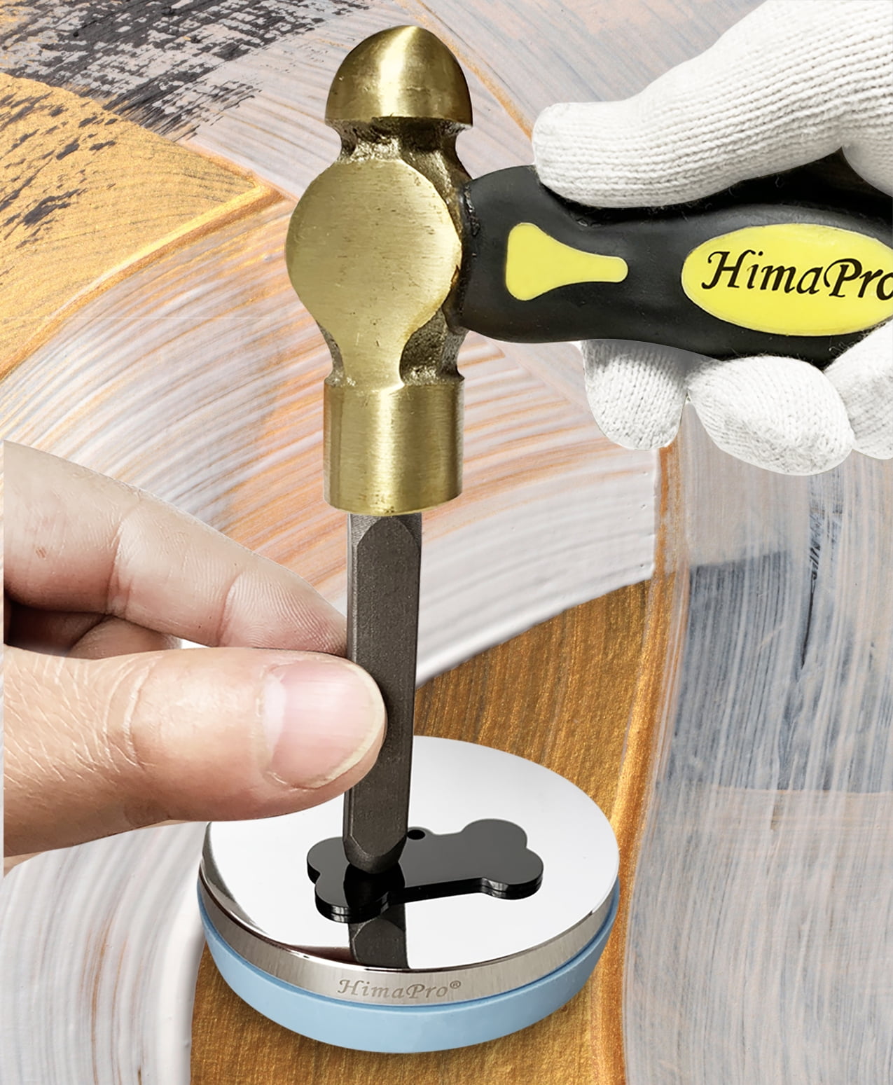 HimaPro One Pound Brass Metal Stamping Ball Pein Hammer with a Complimentary Heart Stamp